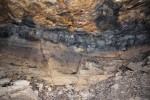 Hrádek - lomy Nad Planinou - detail vrstvy uhelného jílovce s fosilní karbonskou flórou (po rozklepnutí jílovce se objeví)