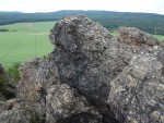 Hudlická skála - vrcholová část značně skály - silicit (buližník) - stáří více než 600 mil. let