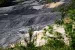 Ovčín u Radnic - černouhelná radnická sloj a vrstvy jílovitých tufů - detail vrstev