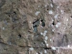 Nečtiny hrad - sloupcovitá odlučnost - v bazaltu jsou nepravidelné dutiny po vulkanických plynech