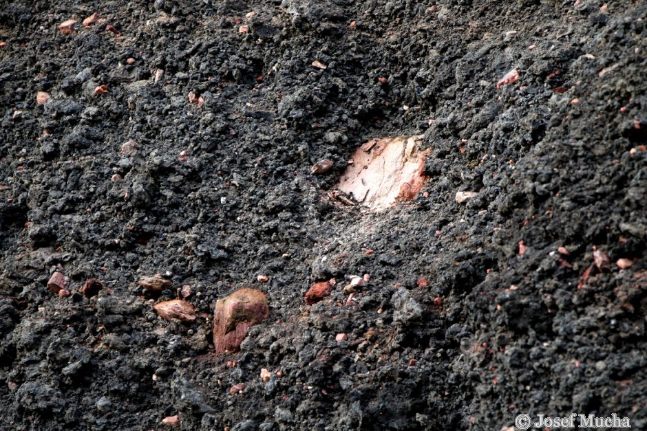 Železná hůrka - uložené tufy s vypálenými xenolity