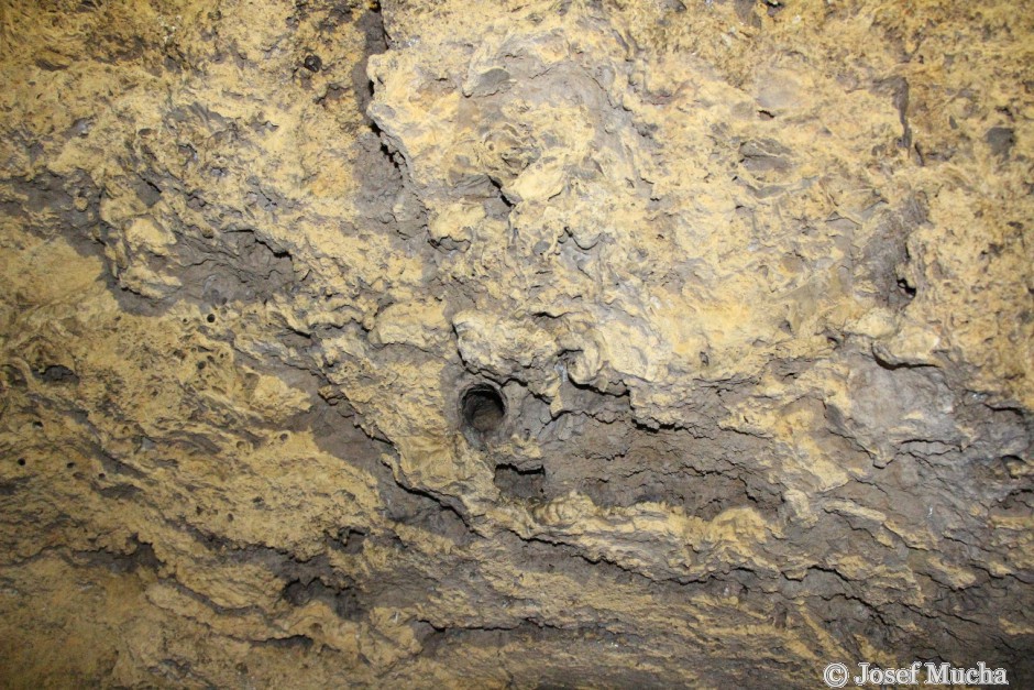 Svatý Jan pod Skalou - sladkovodní pěnovec - detail z jeskyně pod kostelem sv.Jana