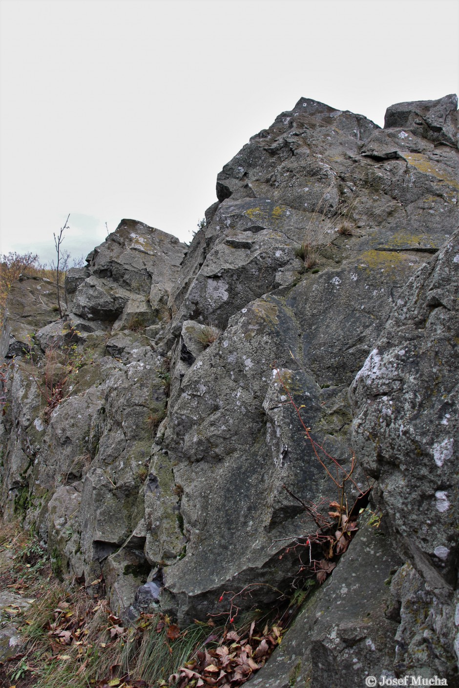 Podhorní vrch a maar Rájov - bazalt ve vrcholové části tvoří linii kráterů mezi Malou a Velkou Podhorou - detail