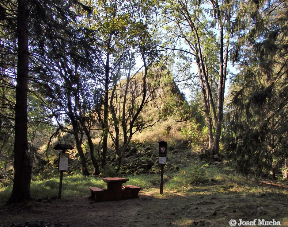 Homolka u Bečova nad Teplou - příchod ke geologické lokalitě ukryté v lese