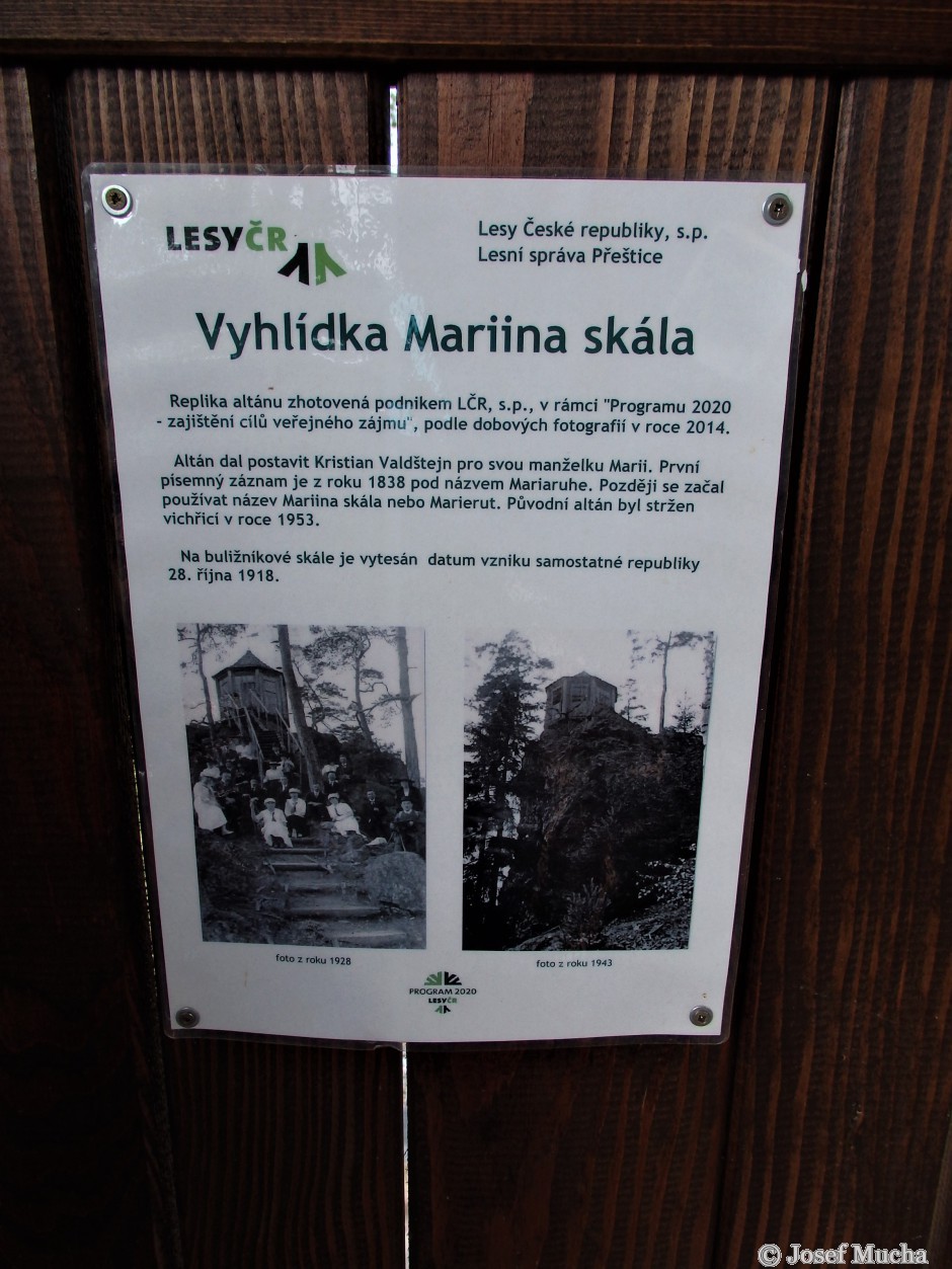 Vyhlídka Mariina skála u Milínova - historie altánu