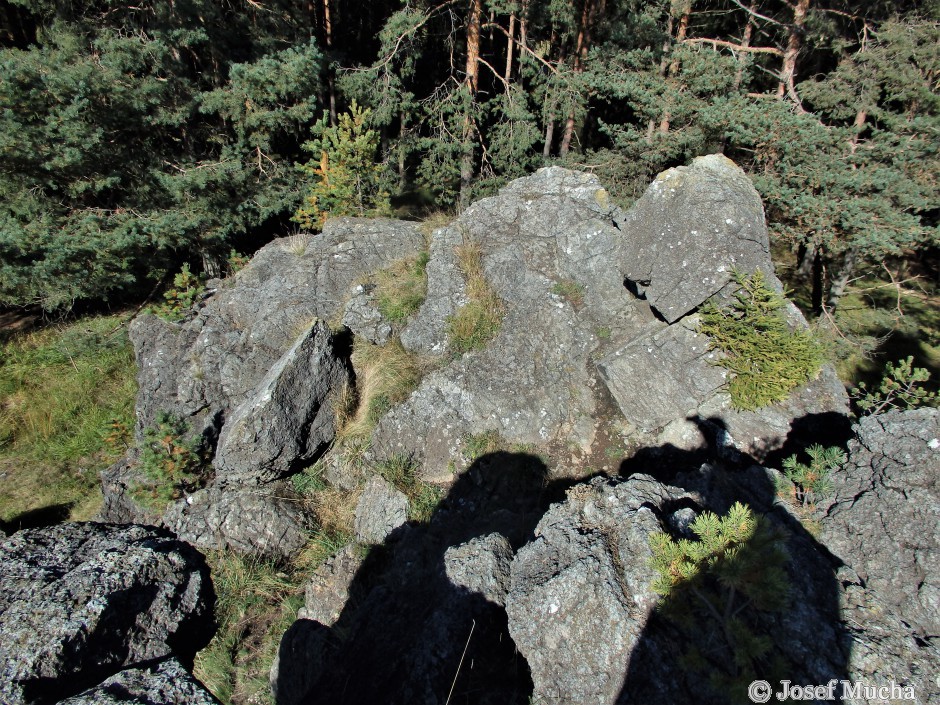 Dominova skalka - hornina  hadec - metamorfovaná hornina - původní horniny gabra a bazalty